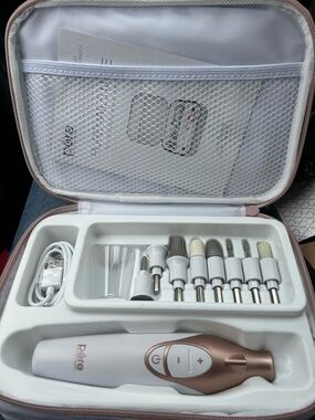 Polite White & Rose Gold Electric Nail Care Kit with Travel Case